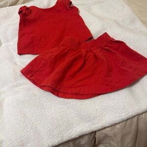 Janie and Jack baby girl red top and skirt set 6-12 months vintage